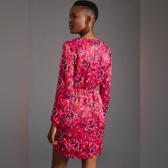 Maeve By Anthropologie Size Medium Wrap Front Tulip Hem Long Sleeve Dress - Picture 3 of 16